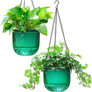 2 Pack Self Watering Hanging Planters Indoor Hanging Flower Pot 6.5 Inch Outdoor - Picture 1 of 6