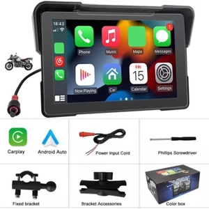7" Motorcycle GPS Wireless CarPlay/Android Auto Waterproof HD DVR Dual Bluetooth - Picture 1 of 10