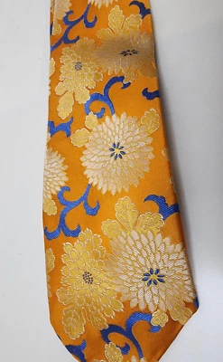 XMI Platinum Yellow Floral Silk Tie Foto 1 de 4