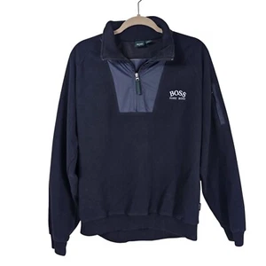 Hugo Boss Golf Pullover Sweatshirt Sz L Black 1/4 Zip Stretch Athleisure Casual - Picture 1 of 15