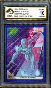 2023 Upper Deck Marvel Platinum Blue Traxx #93 Silver Surfer 148/499 CGA 10 - Picture 1 of 3