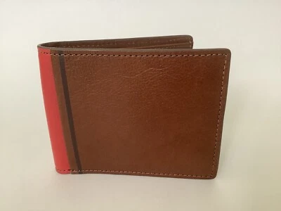 New Men's Fossil 'Jerome' Cognac Brown Leather Bifold Wallet in Gift Tin - image 1 of 4