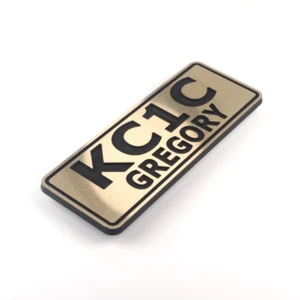 CALL SIGN CALLSIGN & NAME BADGE PIN ENGRAVED - Picture 1 of 10