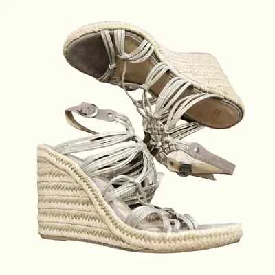 Johnston & Murphy gold strappy open toe gladiator wedge sandals Sz 10 - Image 1 of 4