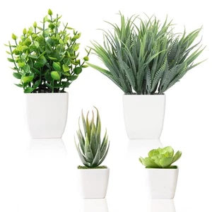 4 Pack Small Fake Plants Artificial Succulents Plants in Pots Artificial Gree... - Picture 1 of 7