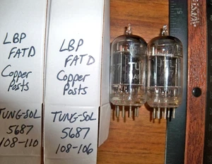 2 Strong Matched TUNG-SOL Long Black Plate FAT D Getter JTL-5687 Tubes #5 - Picture 1 of 4