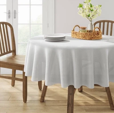 Threshold White 70 “Cotton Blend Round Tablecloth New Showers Wedding - Image 1 of 3