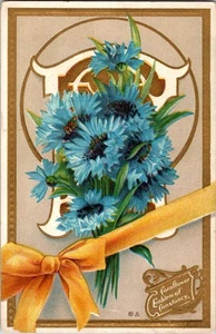 Schöne Blumen auf alter Grußkarte o/18 AX6681 - Bild 1 von 2