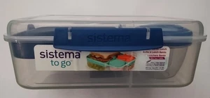 Sistema To Go Bento Lunch Box 1.65 L Blue & Transparent Back To School - Picture 1 of 3
