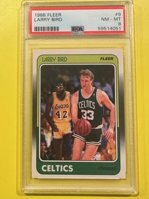 1988 FLEER BASKETBALL #9 LARRY BIRD Boston Celtics PSA 8 - Image 1 of 2