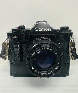 Canon F-1 35mm Camera, Black Canon Power Winder - Picture 1 of 20