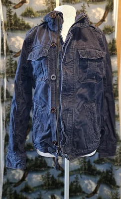 Chaqueta Bomber Abercrombie & Fitch Denim Negra Y2K 6-10-16 Talla L ~Buena Usada Foto 1 de 4
