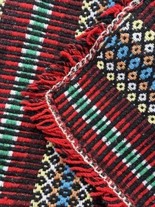 LARGE VINTAGE PORTUGUESE MULTICOLOURED WOVEN BED BLANKET DOUBLE BEDSPREAD THROW - Picture 1 of 6