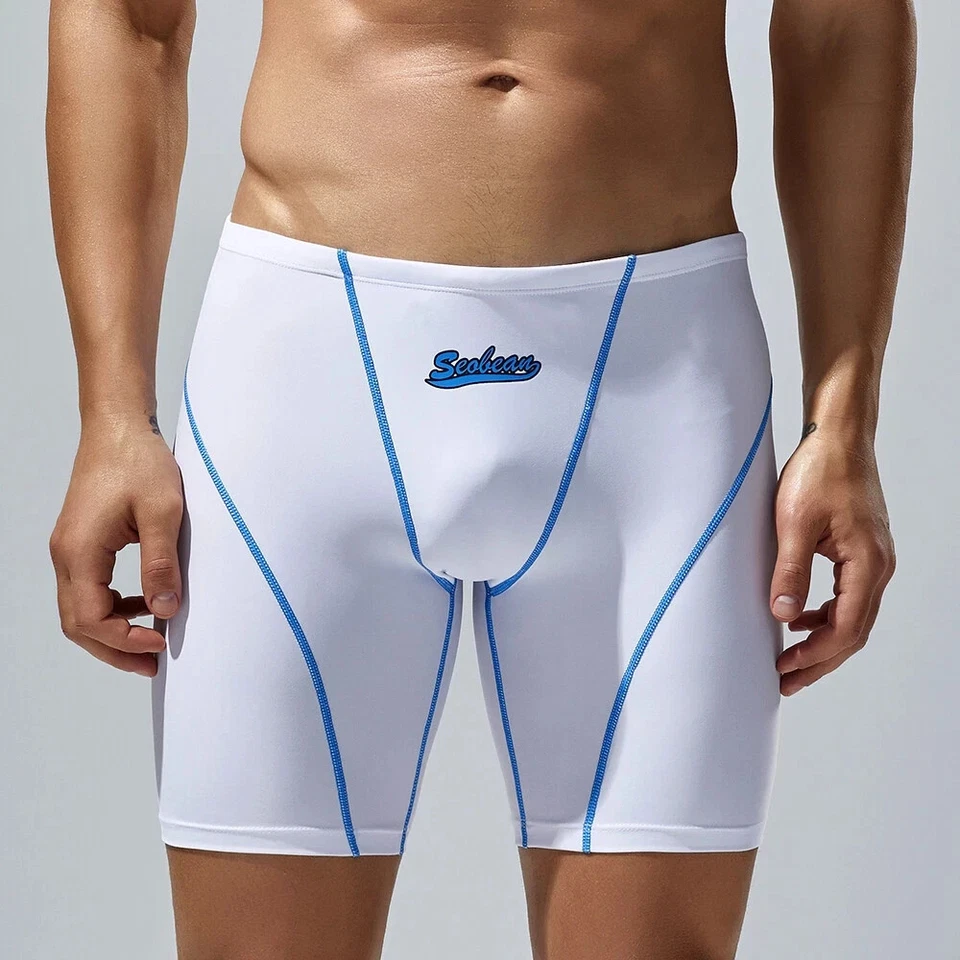 全新带标签 Seobean White Jammers 自行车短裤低腰方形剪裁性感泳装 M 中号 — 第 1/1 张图片