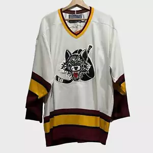 Camiseta deportiva de hockey vintage Bauer Chicago Wolves blanca mediana M - Imagen 1 de 5