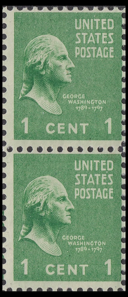 US 804 Presidential George Washington 1c vert pair MNH 1938 - Image 1 of 1