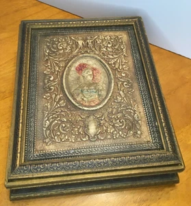 **Vintage MCM ANTIQUE JEWELRY LOVER DRESSER BOX RELIEF EMBOSSED FRENCH WOMAN REG - Picture 1 of 21