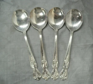 International INSPIRATION MAGNOLIA 1951 Set of 4 Gumbo Soup Spoons Silverplate 2 - Picture 1 of 4