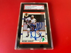 Tarjeta canadiense de puntuación Michel Goulet Nordiques 1990-91 firmada automática certificada SGC - Imagen 1 de 2