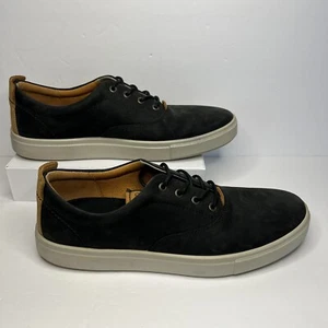 Ecco Kyle black suede leather sneakers brown trim lace up casual shoes men's 11 - Picture 1 of 9