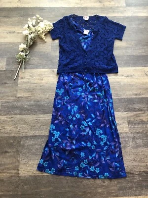 Vestido Vaina RK Original Y2K Vintage Púrpura Floral Con Top de Crochet a Juego - 6 Foto 1 de 4