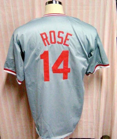 PETE ROSE UNSIGNED T/B CINCINNATI REDS ROAD JERSEY #14 "HIT KING" Cover