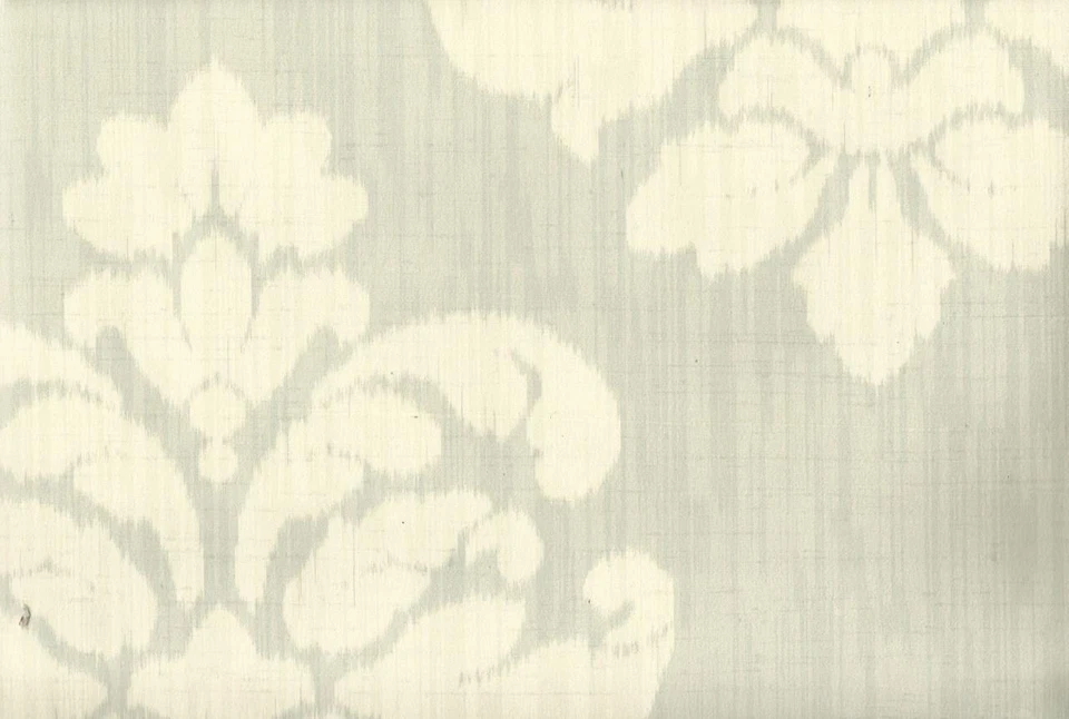 Papel Pintado Diseñador Mallory Gris Claro Crema Ikat Medallón Damasco Foto 1 de 1