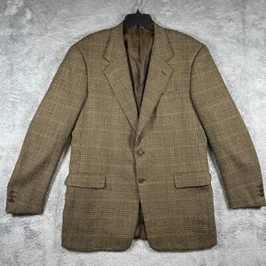 VTG Pal Zileri Blazer Mens US42 Brown Plaid Cashmere Wool Italy Made Suit Jacket - Picture 1 of 18