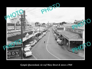 OLD POSTCARD SIZE PHOTO OF GYMPIE QUEENSLAND VIEW OF MARY St & STORES c1960 - Picture 1 of 1