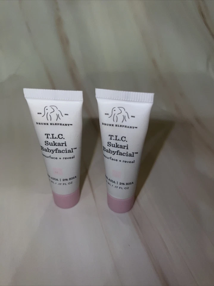 2 Drunk Elephant TLC Sukari Babyfacial Facial Lissant 5ml EA 10ml Total