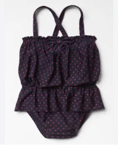 Gap Kids Navy Heart Dot Peplum 1-Piece Swimsuit * Size 5 Yrs - Picture 1 of 5