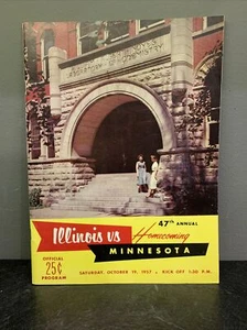 1957 FOOTBALL Program • ILLINOIS vs MINNESOTA - Homecoming • Illini Gophers NICE - Bild 1 von 1