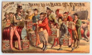 UNCLE SAM SUPPLYING THE WORLD*BERRY BROS HARD OIL FINISH*VARNISH*M R ROLL PAINT - Picture 1 of 2