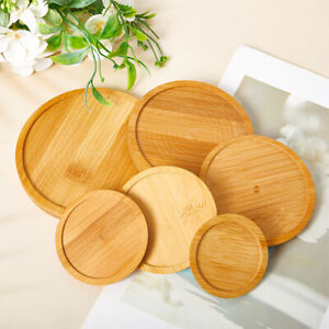 1Pc Bamboo Tray Bonsai Holder Round Plant Stand for Succulent Pot Garden To-WR