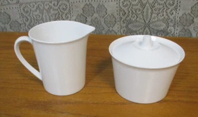 Vintage Genuine Melamine White Creamer and Sugar Bowl Set- USA - Image 1 of 4