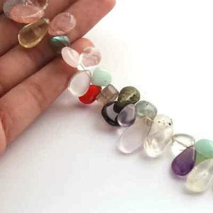 1 langer Strang Multi Stone glatte Briolettes - Birnenform Mixstein Briolettes - Bild 1 von 1