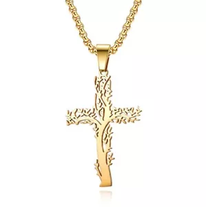 18k Goldkette Kreuz Kette mit Anhänger vergoldet Damen Herren Gold Kreuzanhänger - Bild 1 von 16
