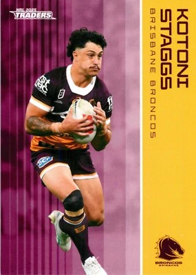 Tarjeta de comerciantes Brisbane Broncos NRL TLA 2025 - Kotoni Staggs Foto 1 de 3