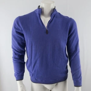 johnnie-O Mens 1/4 Zip Pullover Sweater Size Medium Purple Cotton/Merino Wool - Picture 1 of 10