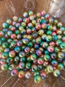 100 pcs 8mm Multi Color Rainbow Acrylic Beads - For making jewelry- Craft - DIY - Picture 1 of 1