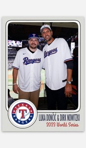 Luka Doncic Dirk Nowitzki Custom Texas Rangers Baseball Card 2023 World Series A