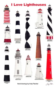 Póster firmado de I Love Lighthouses 11""x17"" por Andy Fletcher - Imagen 1 de 1