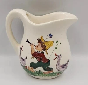 Vintage McCoy ? Small Pitcher Boy Flute and Ducks Children's Tea  Nursery Rhyme - Picture 1 of 8