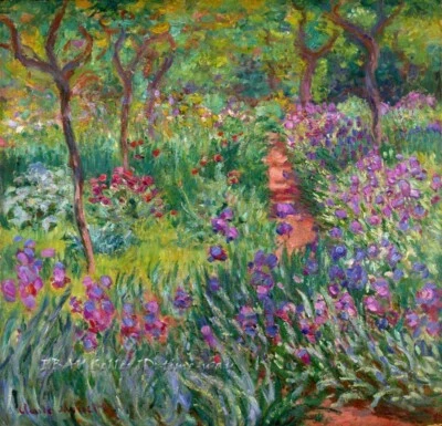 El jardín del artista en Giverny pintura al óleo HD Giclee impreso sobre lienzo P2343 Foto 1 de 4