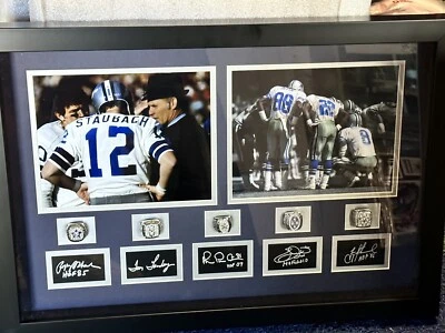 Dallas Cowboys Shadowbox Super Bowl Display Landry Staubach The Triplets Rings - Image 1 of 4