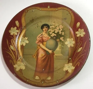 Antique WOMAN PORTRAIT Vienna Art Plate MILWAUKEE HARDWARE STORE ADVERTISING #2 - Picture 1 of 7