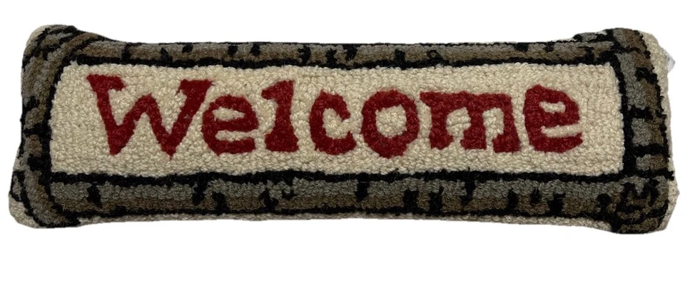 Chandler 4 Corners Rustic “Welcome” Hand Hooked Lumbar Pillow - Image 1 of 1