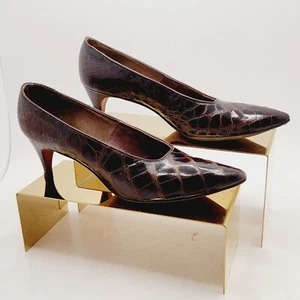 VTG 1960’s  Alligator Textured Leather Kitten Heel Pacelle Saks Fifth Ave Size 9 - Picture 1 of 8