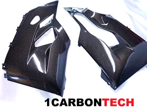DUCATI 899 1199 FIBRA DE CARBONO REAL PANELES INFERIORES VIENTRE BRILLO - Imagen 1 de 4