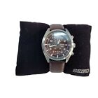 Seiko Stainless Steel Brown Leather Band Men SNN241 Casual Dress Watch New
